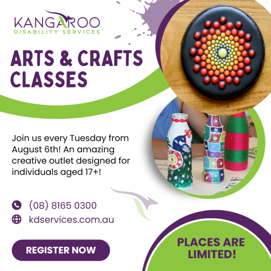 Join Us Every Tuesday From August 6Th For Kangaroo Disability Services' Day Options Arts &Amp; Crafts Program! Enjoy Pointillism Painting, Decorated Vases, And Hands-On Vase Painting. For Individuals Aged 17+. (08) 8165 0300 Kdservices.com.au Register Now.